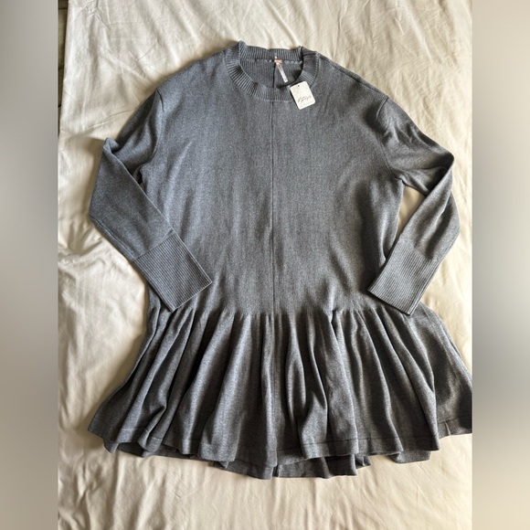 Free People knit mini ruffle hem mini dress - Picture 3 of 10